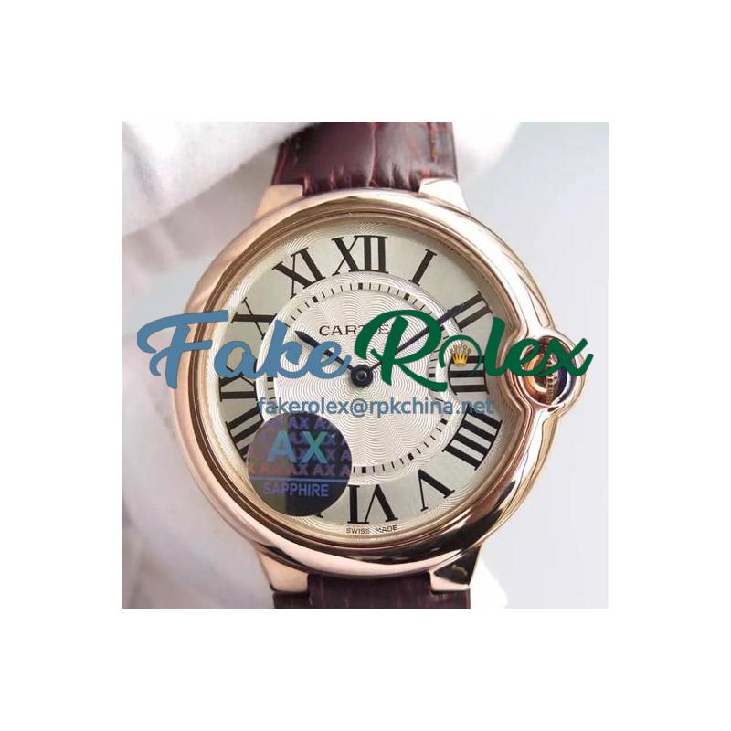 Replica Cartier Ballon Bleu Rose Gold White Dial Swiss 2836-2