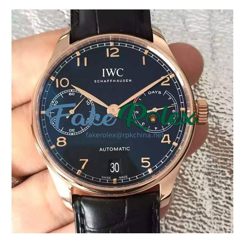 Replica IWC Portuguese IW500701 Rose Gold Black Dial Swiss 52010