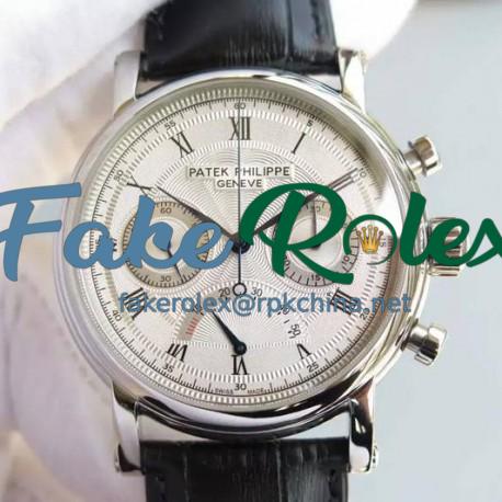 Replica Patek Philippe Calatrava Chronograph Power Reserve Stainless Steel White Dial Swiss Lemania