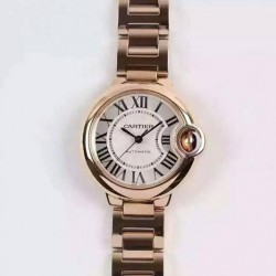 Replica Cartier Ballon Bleu Ladies W6920096 Rose Gold Silver Dial Swiss 2671