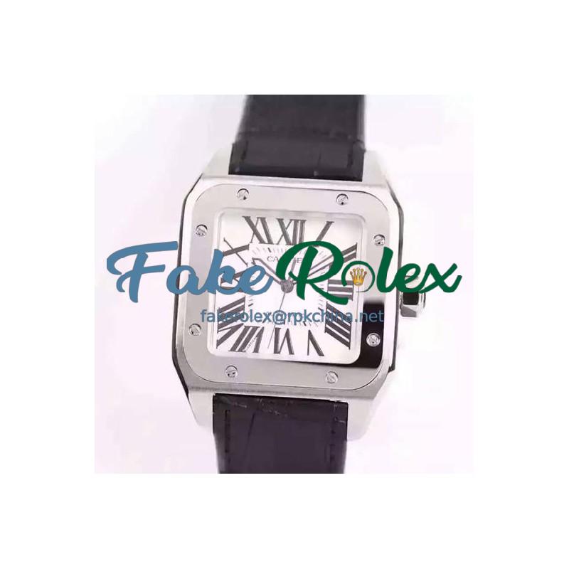 Replica Cartier Santos 100 Midsize Stainless Steel White Dial Swiss 2671