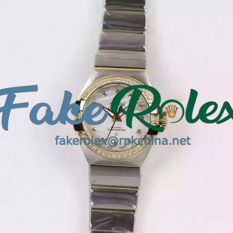 Replica Omega Constellation Double Eagle Lady 27MM Stainless Steel & Yellow Gold White Dial Swiss 8520