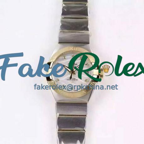 Replica Omega Constellation Double Eagle Lady 27MM Stainless Steel & Yellow Gold White Dial Swiss 8520