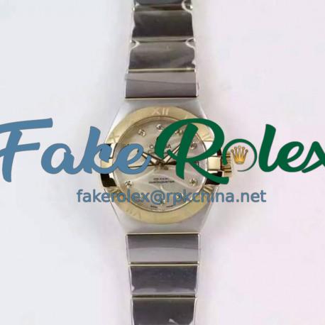 Replica Omega Constellation Double Eagle Lady 27MM Stainless Steel & Yellow Gold Gold Dial Swiss 8520