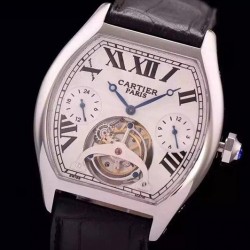 Replica Cartier Tortue Tourbillon Stainless Steel White Dial Swiss Tourbillon