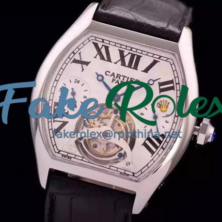 Replica Cartier Tortue Tourbillon Stainless Steel White Dial Swiss Tourbillon