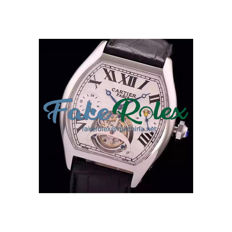 Replica Cartier Tortue Tourbillon Stainless Steel White Dial Swiss Tourbillon