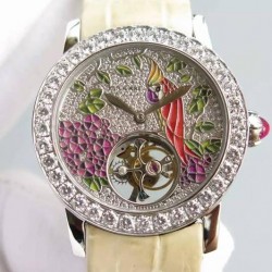 Replica Bvlgari Il Giardino Tropicale Stainless Steel & Diamonds Parrot Dial Swiss Tourbillon