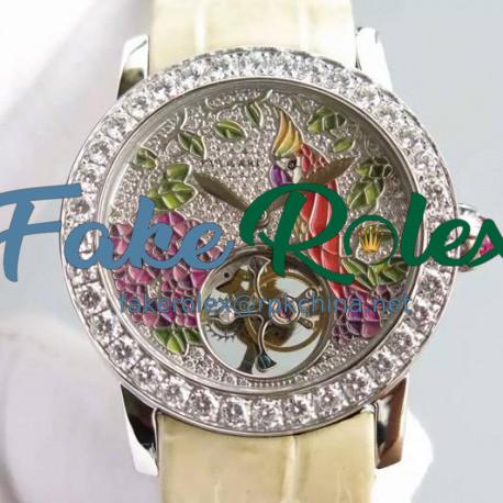 Replica Bvlgari Il Giardino Tropicale Stainless Steel & Diamonds Parrot Dial Swiss Tourbillon