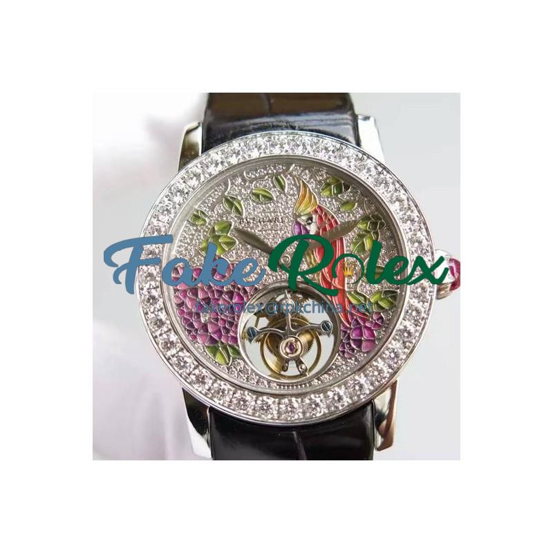 Replica Bvlgari Il Giardino Tropicale Stainless Steel & Diamonds Parrot Dial Swiss Tourbillon