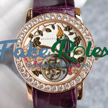 Replica Bvlgari Il Giardino Tropicale Rose Gold & Diamonds Parrot Dial Swiss Tourbillon