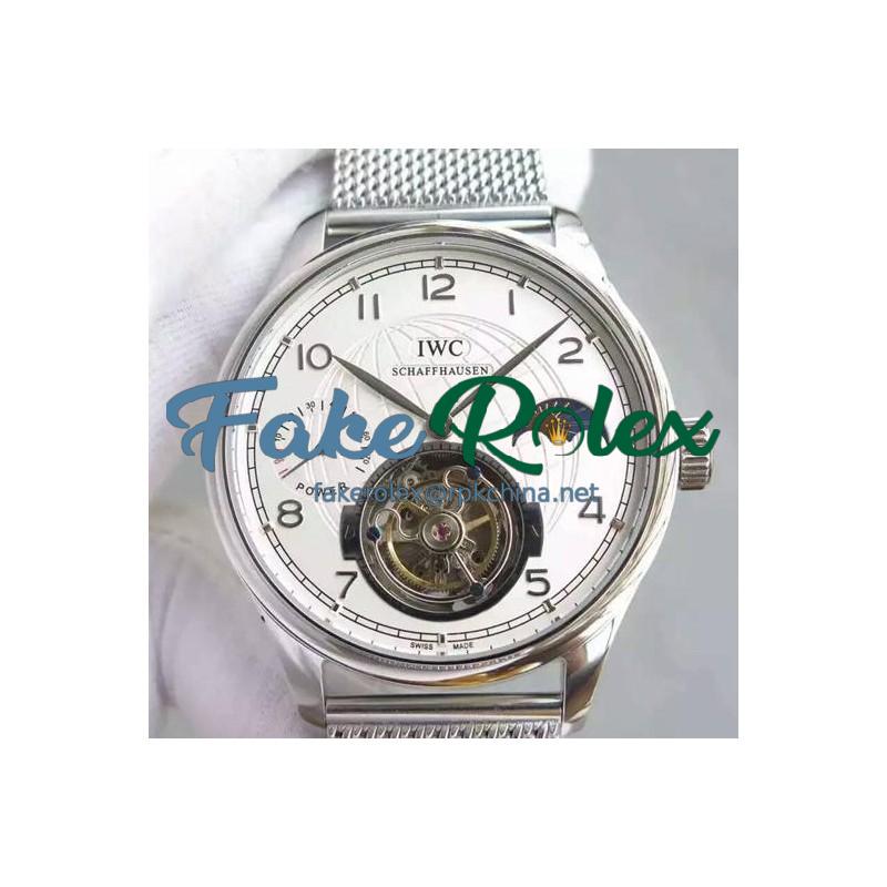 Replica IWC Portuguese Regulateur Tourbillon Stainless Steel White Dial Swiss Tourbillon