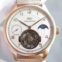 Replica IWC Portuguese Regulateur Tourbillon Rose Gold White Dial Swiss Tourbillon