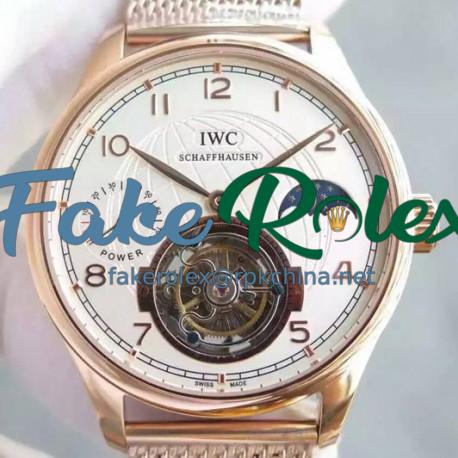 Replica IWC Portuguese Regulateur Tourbillon Rose Gold White Dial Swiss Tourbillon