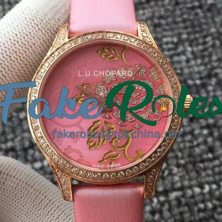 Replica Chopard L.U.C XP Esprit de Fleurier Peony Rose Gold & Diamonds Pink Dial Swiss L.U.C 96.23-L