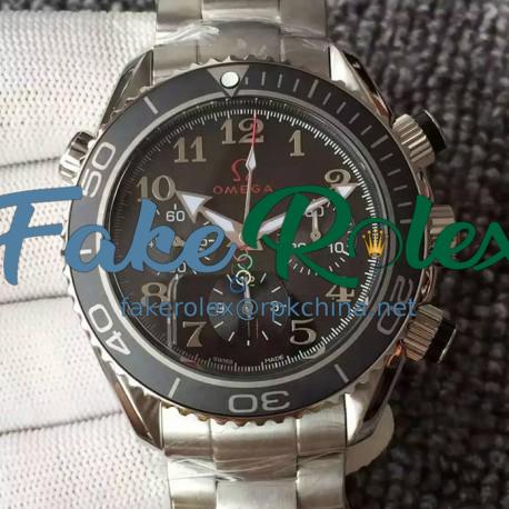 Replica Omega Seamaster Planet Ocean Chronograph Olympics Stainless Steel Black Dial Swiss 7750