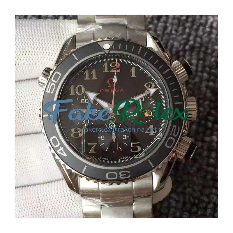 Replica Omega Seamaster Planet Ocean Chronograph Olympics Stainless Steel Black Dial Swiss 7750