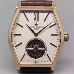 Replica Vacheron Constantin Malte Tourbillon 24K Rose Gold Plated White Dial Swiss Tourbillon