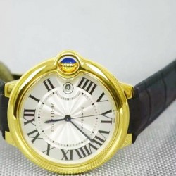 Replica Cartier Ballon Bleu 42MM 24K Yellow Gold Plated White Dial Swiss 2836-2