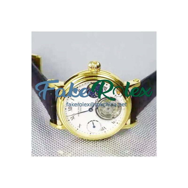 Replica Patek Philippe Grand Complication Tourbillon 18K Yellow Gold Plated White Dial Swiss Tourbillon