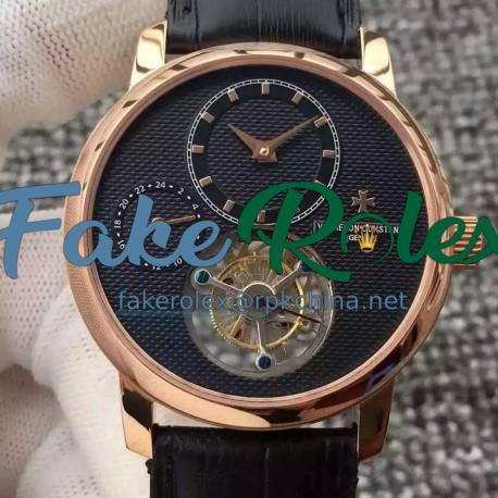 Replica Vacheron Constantin Patrimony Tourbillon Rose Gold Black Dial Swiss Tourbillon