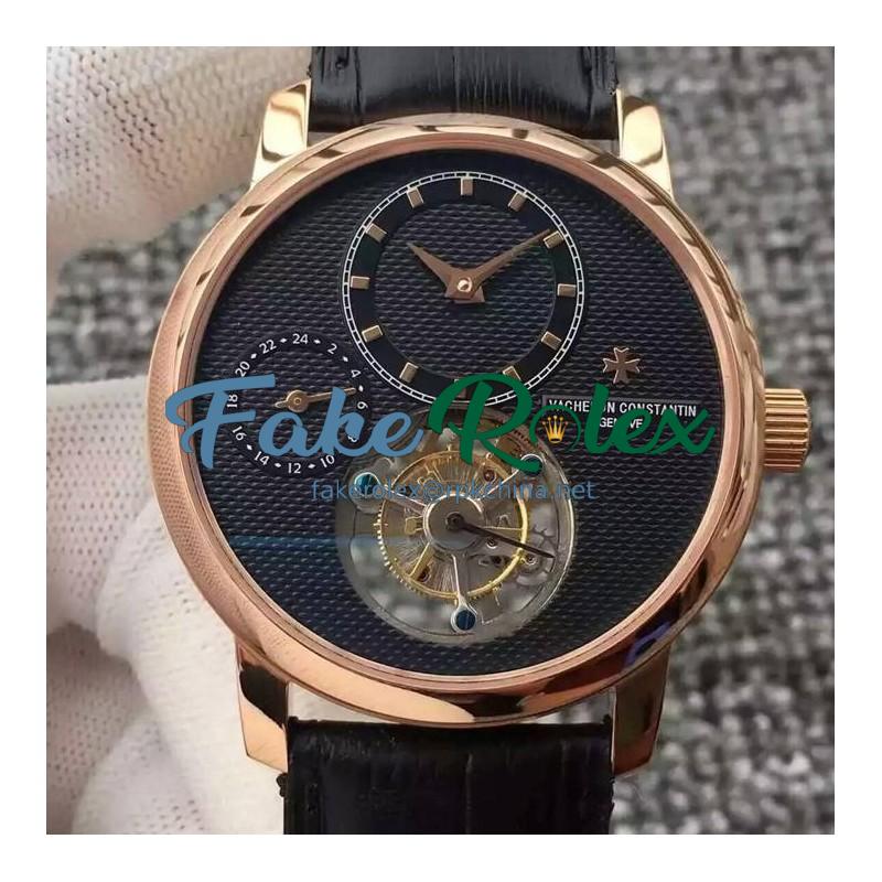 Replica Vacheron Constantin Patrimony Tourbillon Rose Gold Black Dial Swiss Tourbillon