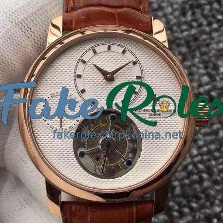 Replica Vacheron Constantin Patrimony Tourbillon Rose Gold White Dial Swiss Tourbillon