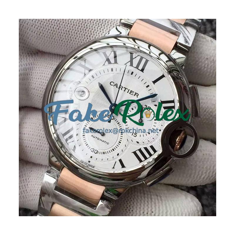 Replica Cartier Ballon Bleu Chronograph Stainless Steel White Dial Swiss 7750