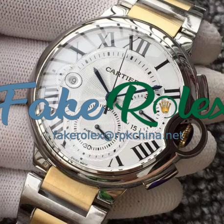 Replica Cartier Ballon Bleu Chronograph Stainless Steel White Dial Swiss 7750