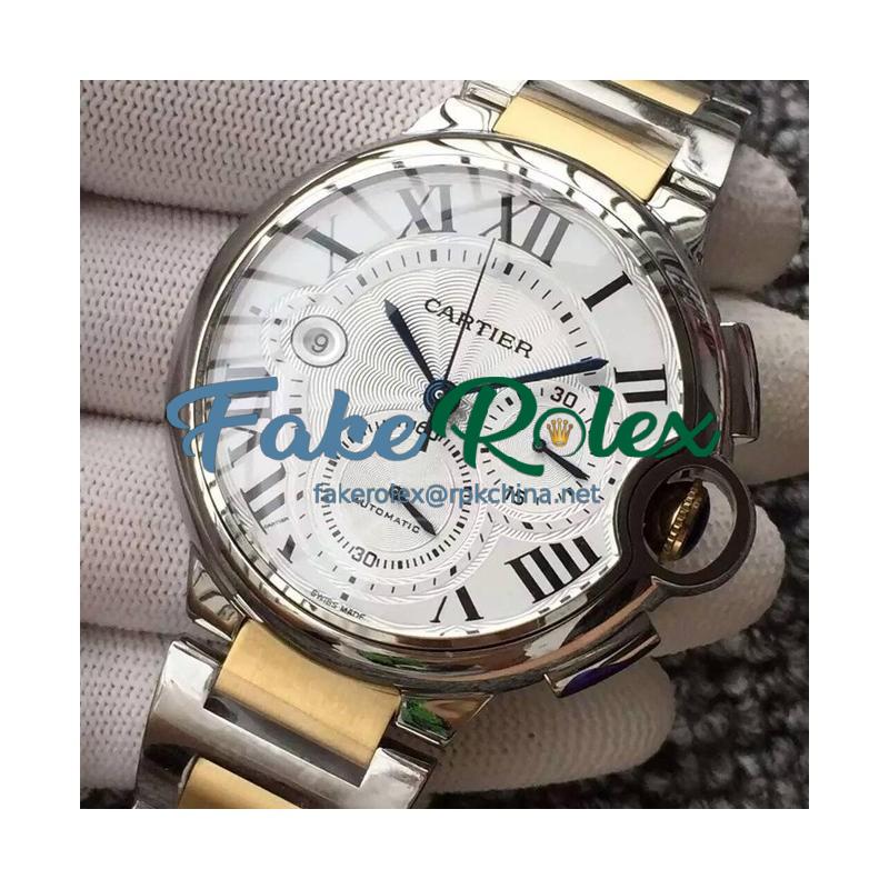 Replica Cartier Ballon Bleu Chronograph Stainless Steel White Dial Swiss 7750