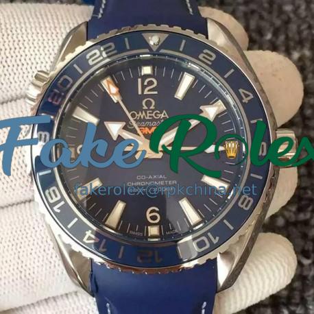 Replica Omega Seamaster Planet Ocean GMT Stainless Steel Blue Dial Swiss 8605