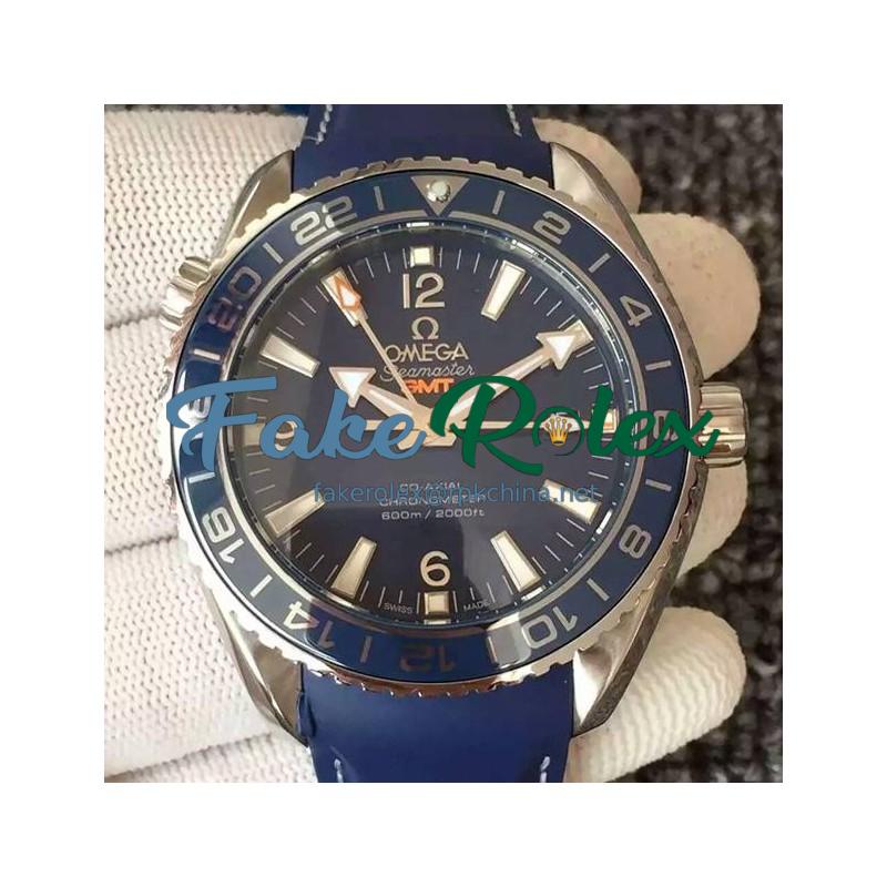 Replica Omega Seamaster Planet Ocean GMT Stainless Steel Blue Dial Swiss 8605