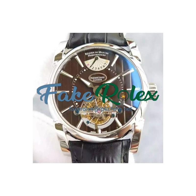 Replica Parmigiani Fleurier Tonda Tourbillon Stainless Steel Brown Dial Swiss Tourbillon