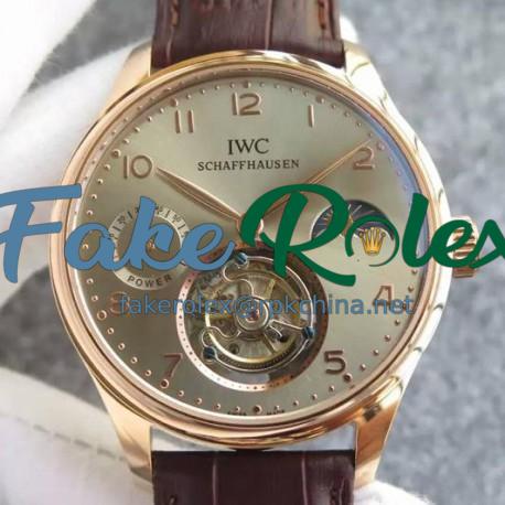 Replica IWC Portuguese Regulateur Tourbillon Rose Gold Green Dial Swiss Tourbillon