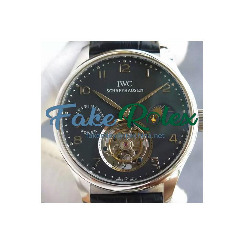 Replica IWC Portuguese Regulateur Tourbillon Stainless Steel Black Dial Swiss Tourbillon