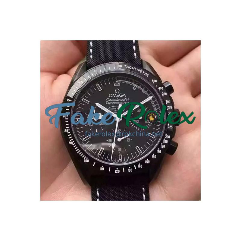 Replica Omega Speedmaster Moonwatch Anniversary Silver Snoopy PVD Black Dial Swiss 9300