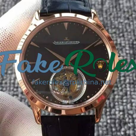 Replica Jaeger-LeCoultre Master Ultra Thin Tourbillon Rose Gold Black Dial Swiss Tourbillon