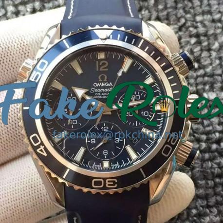 Replica Omega Seamaster Planet Ocean Chronograph Stainless Steel Blue Dial Swiss 7750