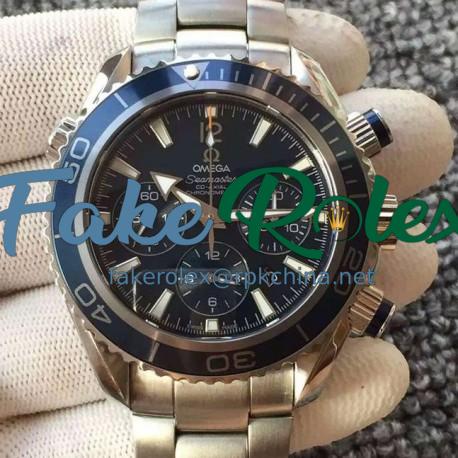 Replica Omega Seamaster Planet Ocean Chronograph Stainless Steel Blue Dial Swiss 7750