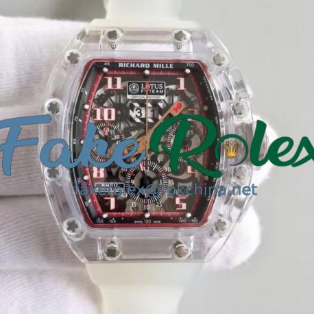 Replica Richard Mille RM011 R Grosjean Lotus F1 Team Shappire Red & Skeleton Dial Swiss 7750