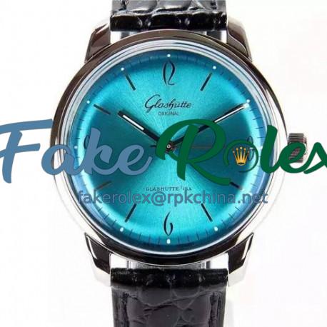 Replica Glashutte Senator Sixties Stainless Steel Blue Dial Swiss Caliber 39-52