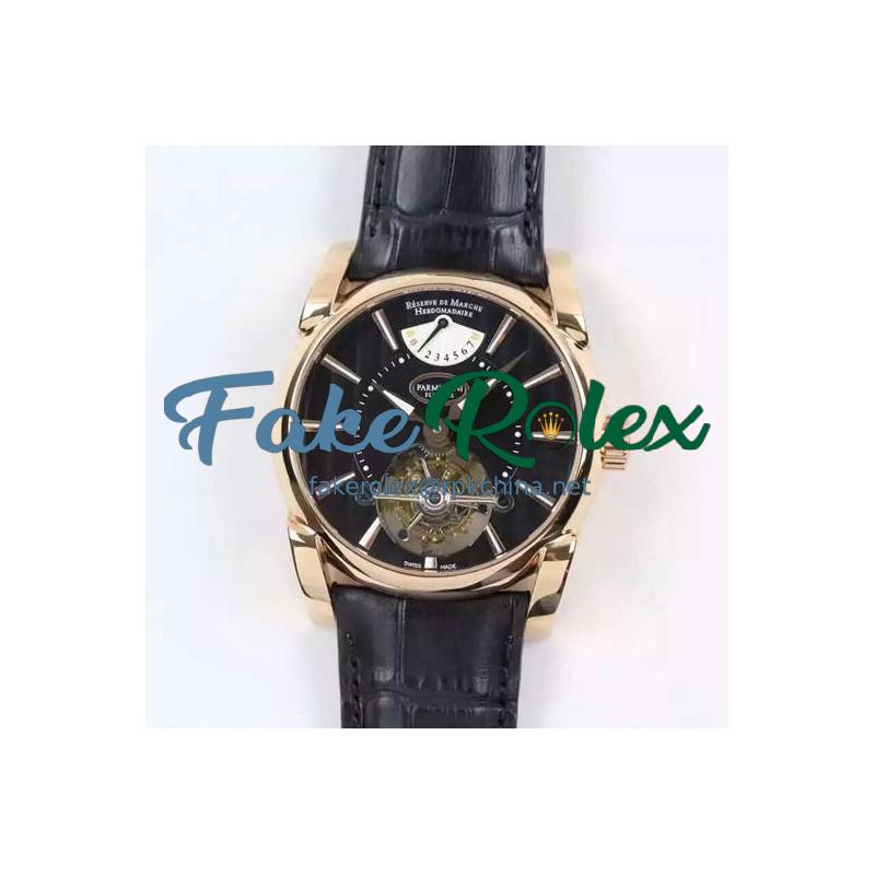 Replica Parmigiani Fleurier Tonda Tourbillon Rose Gold Black Dial Swiss Tourbillon