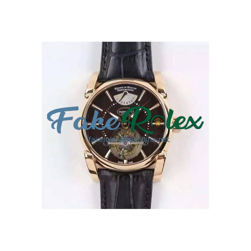 Replica Parmigiani Fleurier Tonda Tourbillon Rose Gold Brown Dial Swiss Tourbillon