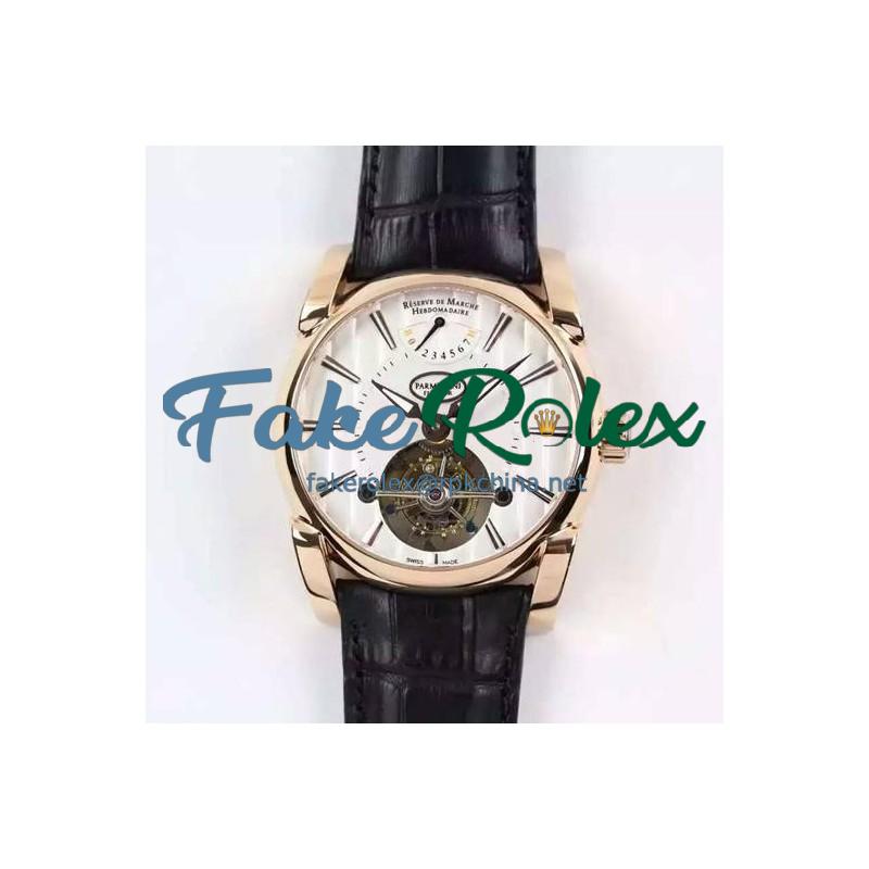 Replica Parmigiani Fleurier Tonda Tourbillon Rose Gold White Dial Swiss Tourbillon