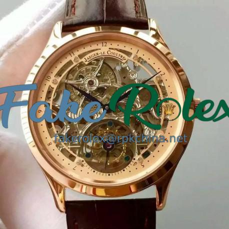 Replica Jaeger-LeCoultre Master Ultra Thin Tourbillon Rose Gold Gold & Skeleton Dial Swiss Tourbillon