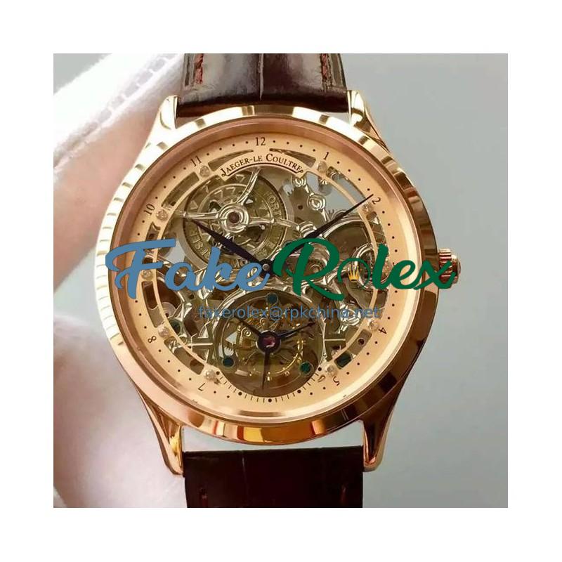 Replica Jaeger-LeCoultre Master Ultra Thin Tourbillon Rose Gold Gold & Skeleton Dial Swiss Tourbillon