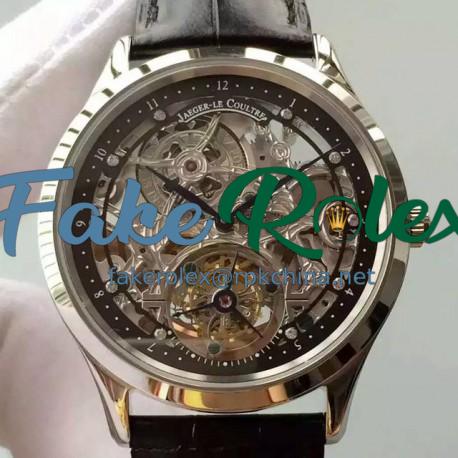 Replica Jaeger-LeCoultre Master Ultra Thin Tourbillon Stainless Steel Black & Skeleton Dial Swiss Tourbillon