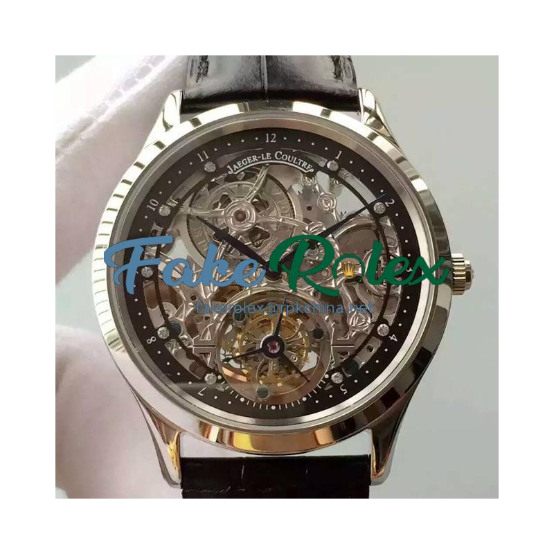 Replica Jaeger-LeCoultre Master Ultra Thin Tourbillon Stainless Steel Black & Skeleton Dial Swiss Tourbillon