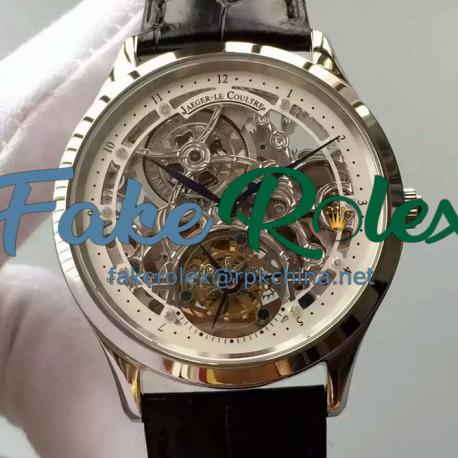 Replica Jaeger-LeCoultre Master Ultra Thin Tourbillon Stainless Steel White & Skeleton Dial Swiss Tourbillon