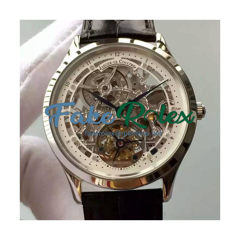 Replica Jaeger-LeCoultre Master Ultra Thin Tourbillon Stainless Steel White & Skeleton Dial Swiss Tourbillon